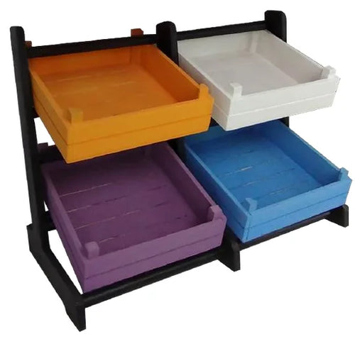 2 Katlı 4 Sepetli Ekmek Meyve Standı 35 x 68 x 50 cm