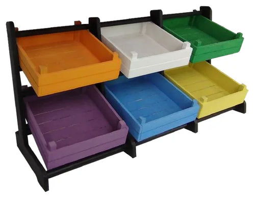 2 Katlı 6 Sepetli Ekmek Meyve Standı 35 x 68 x 50 cm