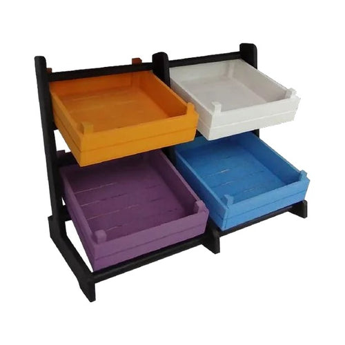2 Katlı 4 Sepetli Ekmek Meyve Standı 35 x 68 x 50 cm