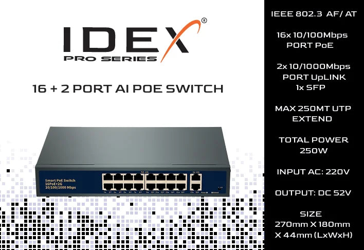 IDEX Pro ID-1621GBL-A 16+2 Gigabit PoE Switch